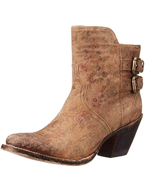 Lucchese Bootmaker Women's Catalina-Brown Floral Printed Shortie Ankle Bootie