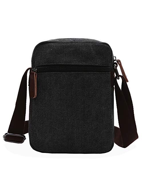 Small Canvas Messenger bag Cell Phone Purse Wallet Travel Crossbody Handbags for Men Women