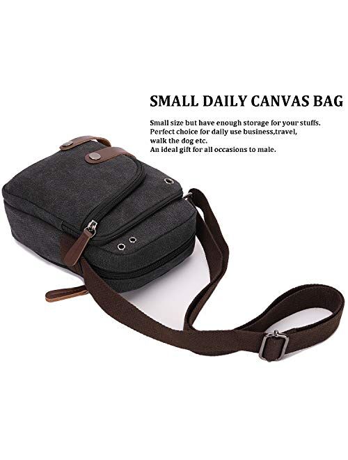 Small Canvas Messenger bag Cell Phone Purse Wallet Travel Crossbody Handbags for Men Women