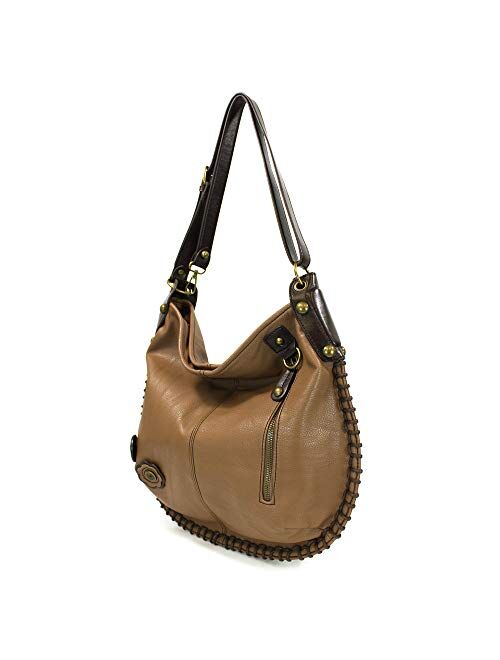 CHALA Handbag Charming Cross-body or Shoulder Convertible Large Hobo Bag - Brown