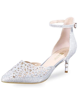 Women's IN2 Candice Wedding Rhinestones Sequins Low Kitten Heels Pumps Dress Evening Shoes for Women Bridal Bride