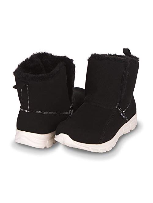 Floopi Warm Winter Boots for Women- All Weather, Classic Style, Elastic, Warm Faux Fur Interior, Mid-Calf Cut- Modern Slip-On Outdoor Booties- Lightweight, Anti-Skid Outs