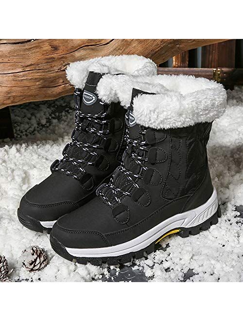 Own Shoe Women's Winter Snow Boots Outdoor Warm Fur Lined Mid Calf Waterproof Shoes for Women