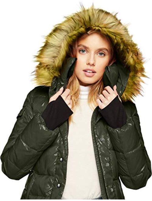 S13 Women's Kelly Hip Length Down Puffer with Faux Fur Hood