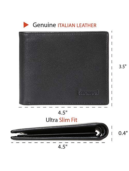 Mens Genuine Leather Wallet RFID Blocking Security Wallet by Emanuel