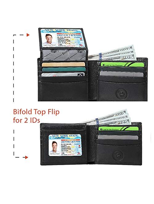 Mens Genuine Leather Wallet RFID Blocking Security Wallet by Emanuel