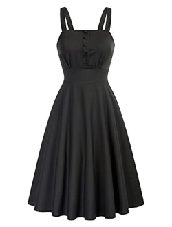 Homecoming 1950s Retro Vintage Sleeveless V-Neck Flared A-Line Dress BP416