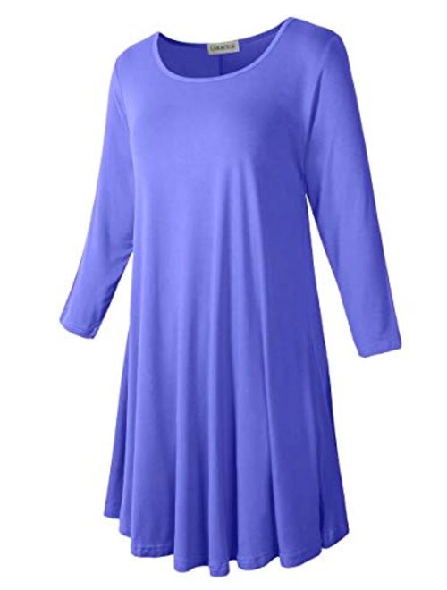 LARACE Women's 3/4 Sleeve Plus Size T-Shirt Dress Casual Loose Tops