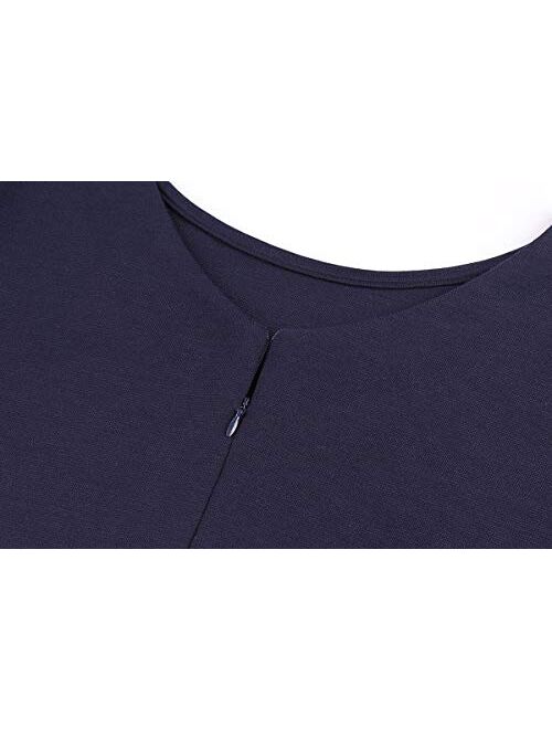 MINTLIMIT Women's Vintage Pockets 3/4 Sleeve Floral Swing Casual Party A-line Dress