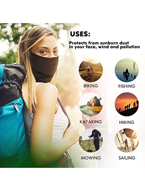 Anstronic [4-Pack] Neck Gaiter Scarf, Breathable Bandana Face Mask Cooling Neck Gaiter for Men Women Cycling Hiking Fishing.