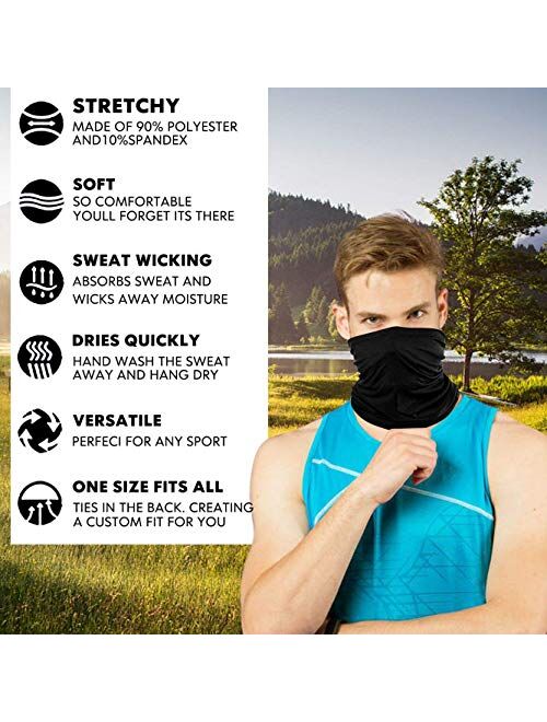 Anstronic [4-Pack] Neck Gaiter Scarf, Breathable Bandana Face Mask Cooling Neck Gaiter for Men Women Cycling Hiking Fishing.