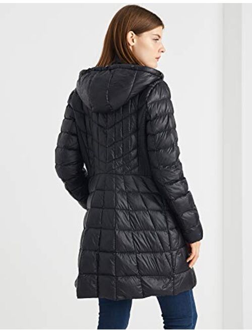 Buy Escalier Womens Packable Down Jacket Hooded Fur Puffer Coat with