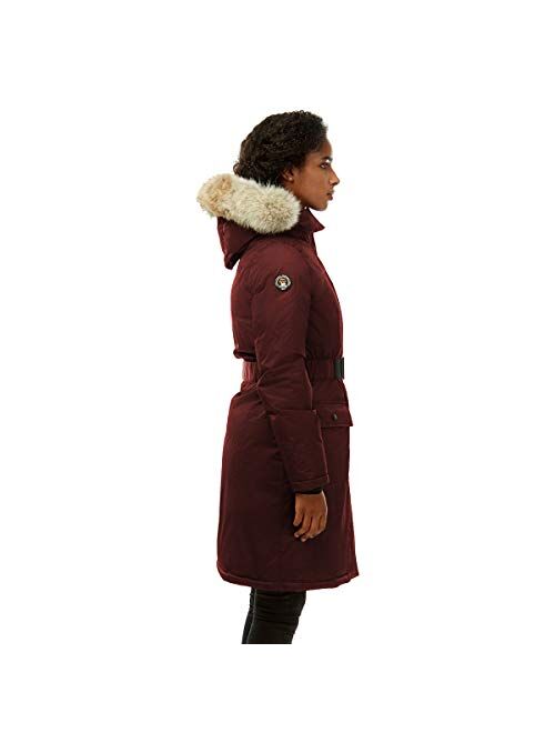 Triple F.A.T. Goose SAGA Collection | Estelle Womens Hooded Goose Down Jacket Parka with Real Coyote Fur