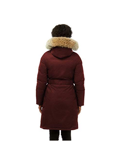 Triple F.A.T. Goose SAGA Collection | Estelle Womens Hooded Goose Down Jacket Parka with Real Coyote Fur