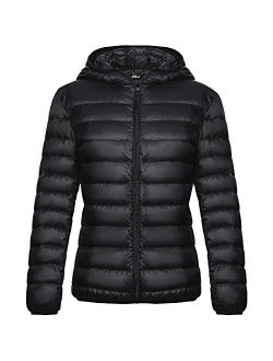 Women's Down Jacket with Hood Packable Ultra Lightweight Outwear Short Puffer Coat