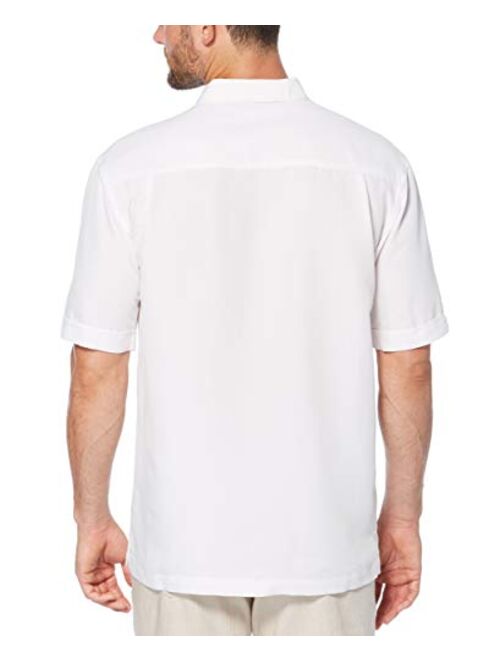 Cubavera Men's Short Sleeve Cuban Camp Shirt with Contrast Insert Panels