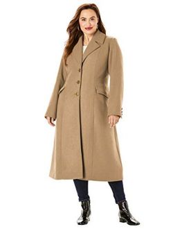 Roamans Women's Plus Size Long Wool-Blend Coat