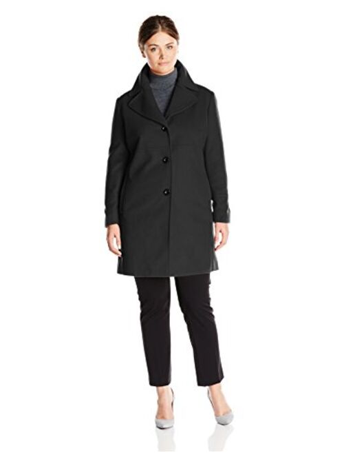 Larry Levine Women's Plus-Size Single-Breasted Wool Coat