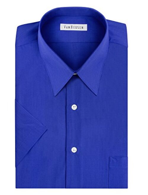 Van Heusen Short Sleeve Poplin Solid Dress Shirt - Pacific Blue