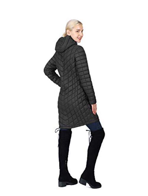 Outdoor Ventures Women's Maryan Hooded Ultra Lightweight Warm Thermolite Long Puffer Coat