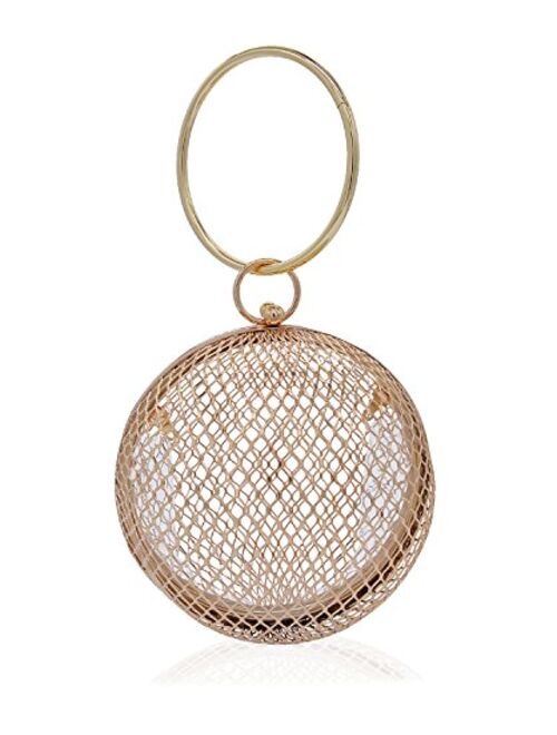 Miuco Women Chain Crossbody Bags Hollow Out Cage Metal Round Clutch
