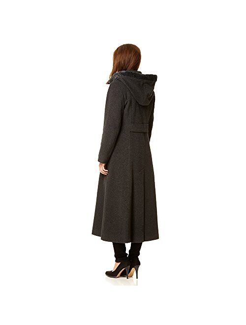 De La Creme Single Breasted Detachable Fur Hood Wool Winter Trench Winter Coat