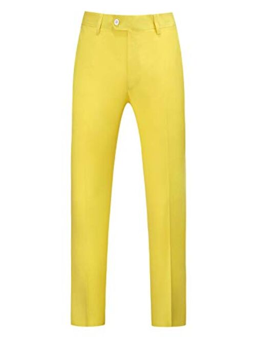 UNINUKOO Mens Tuxedo Slim Fit Business Wedding Suit Pants US Size 31 Lignt Yellow
