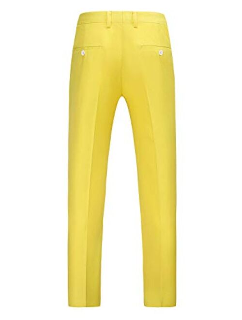 UNINUKOO Mens Tuxedo Slim Fit Business Wedding Suit Pants US Size 31 Lignt Yellow