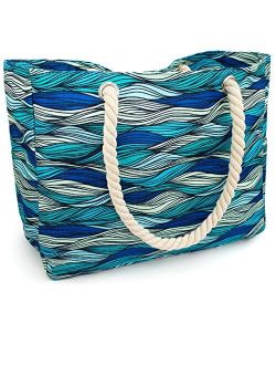 OdyseaCo - Kauai Beach Bag - Waterproof Canvas Beach Tote Bag w/Zipper
