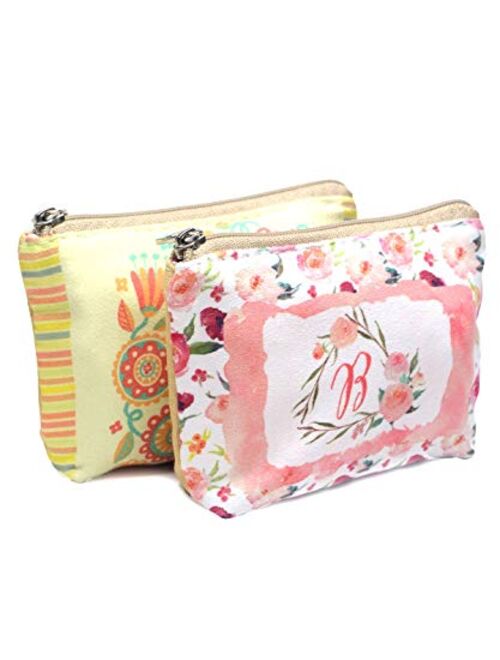 POPUCT Women's Canvas Mini Card Hold Coin Purse with Zip