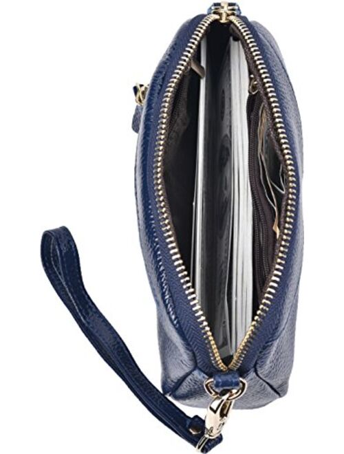 Leamekor Women's Leather Wallet Clutch Handbag Ladies Zip Coin Purse with Wristlet