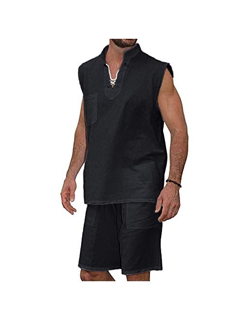 FONMA Men's Fashion T-Shirt Tee Hippie Shirts Short Sleeve Beach Shirt Shorts Suit