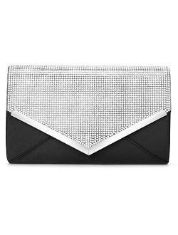 CurvChic Women Evening Bag Clutch Purse Rhinestone-Studded Flap for Wedding Prom Cocktail Party