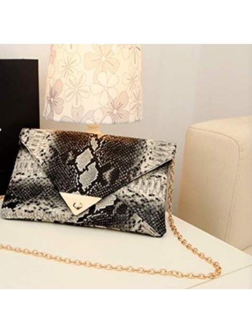 HYLong Women's Fashion Retro Snake Skin Envelope Bag Clutch Purse Evening Bag