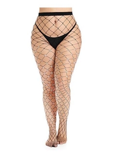 CURRMIEGO Womem's Sexy Black Fishnet Tights Plus Size Net Pantyhose Stockings
