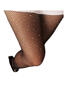 Sexy Jeweled Sparkly Diamond Fishnet Stockings High Waist Tights Shiny Rhinestone Sheer Pantyhose With Bling Crystals