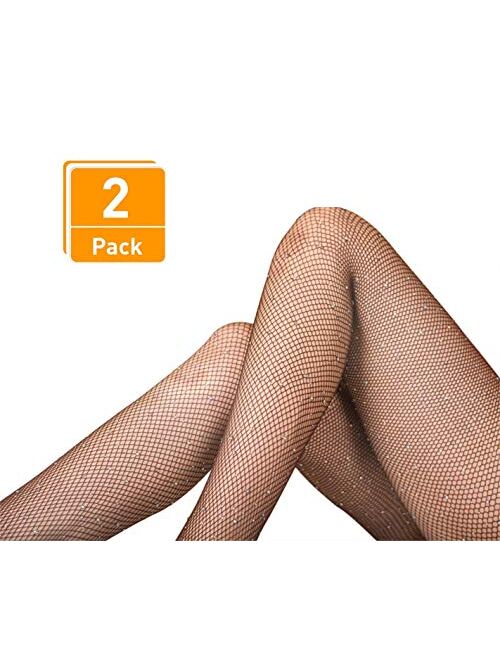 DancMolly Sparkle Rhinestone Fishnet Stockings Crystal High Waist Mesh Hollow Out Pantyhose for Women Tights Set