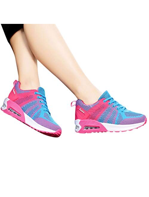 JJHAEVDY Women Mesh Lightweight Air Cushion Sneakers Gym Fashion Breathable Walking Shoes Running Athletic Sport Shoes