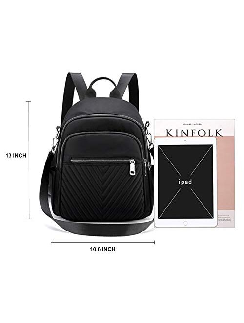 Nylon Backpack Purse for Women, Convertible Small Purse Backpack Waterproof