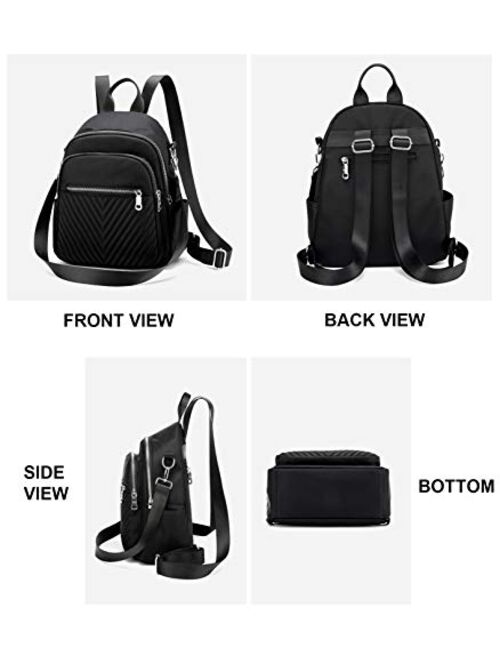 Nylon Backpack Purse for Women, Convertible Small Purse Backpack Waterproof
