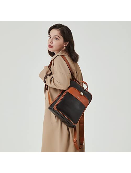 BOSTANTEN Genuine Leather Backpack Purse Casual College Travel Bags for Women