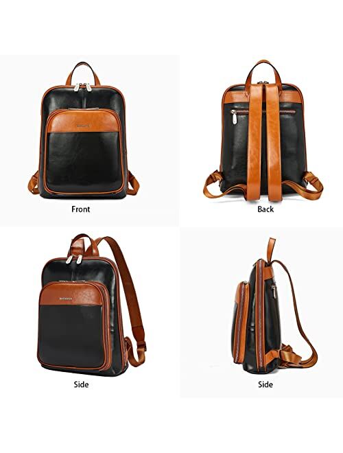 BOSTANTEN Genuine Leather Backpack Purse Casual College Travel Bags for Women