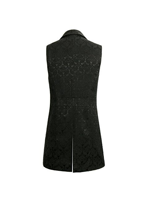 COSFLY Men Double Breasted Lapel Collar Waistcoat JacquardVest Gothic Steampunk