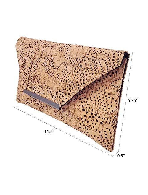 Unique Pattern Laser Cut Cork Envelope Clutch