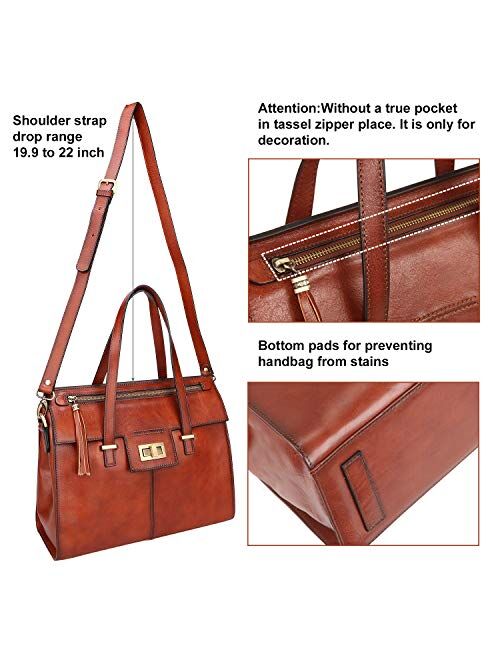 Banuce Vintage Full Grain Italian Leather Purses and Handbags for Women Satchel Bag Ladies Tassel Tote Messenger Shoulder Bag Brown