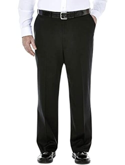 Men's Classic Fit Flat-Front Hidden Expandable Waistband Premium No Iron Khaki, 44W x 29L - Dark Navy