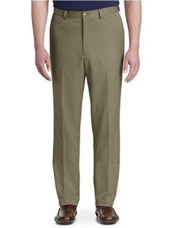 Oak Hill by DXL Big and Tall Waist-Relaxer Flat-Front Microfiber Pants- New Improved Fit