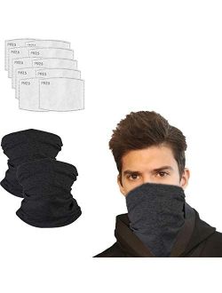 Scarf Bandanas Neck Gaiter With Safety Carbon Filters, Magical Multi-purpose Face Cover For Men Women 12pcs