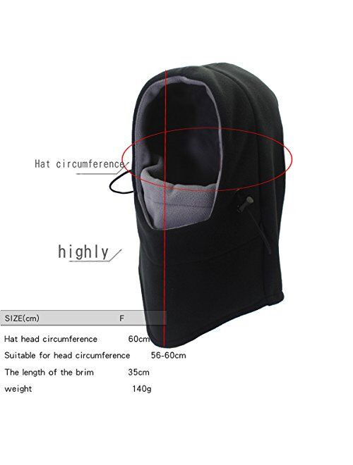 Polar Fleece Balaclava Windproof Ski Face Mask for Men and Women Thermal Outdoor Hooded Hats Dual-Layer Winter Hat