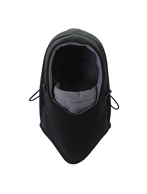 Polar Fleece Balaclava Windproof Ski Face Mask for Men and Women Thermal Outdoor Hooded Hats Dual-Layer Winter Hat